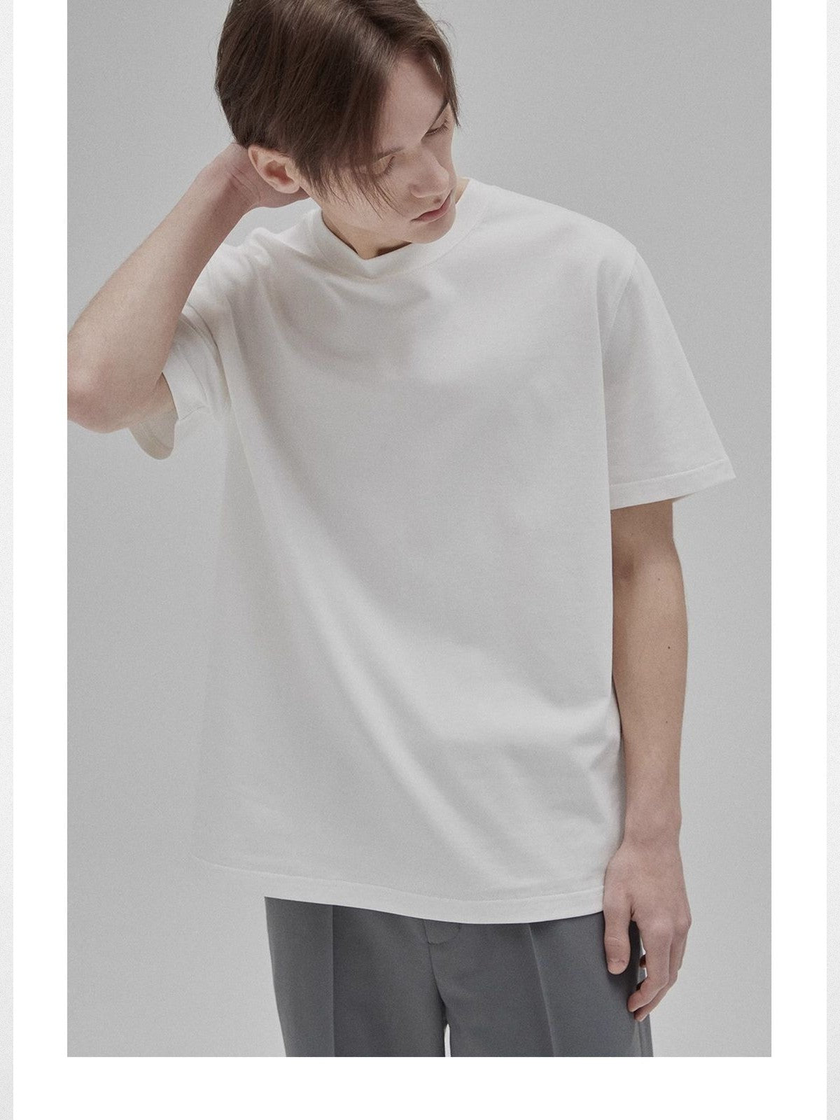 NANS Heavyweight Cotton Long Sleeve Tee in White - On Model