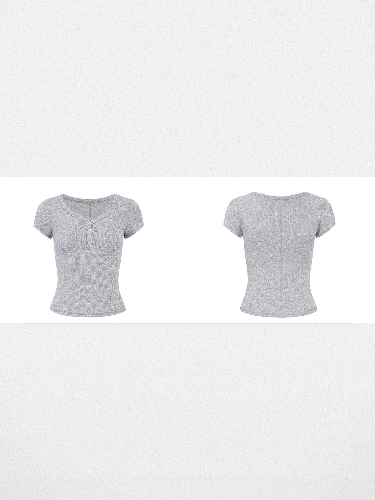 Ariseism Ribbed Knit Henley Tee in Gray