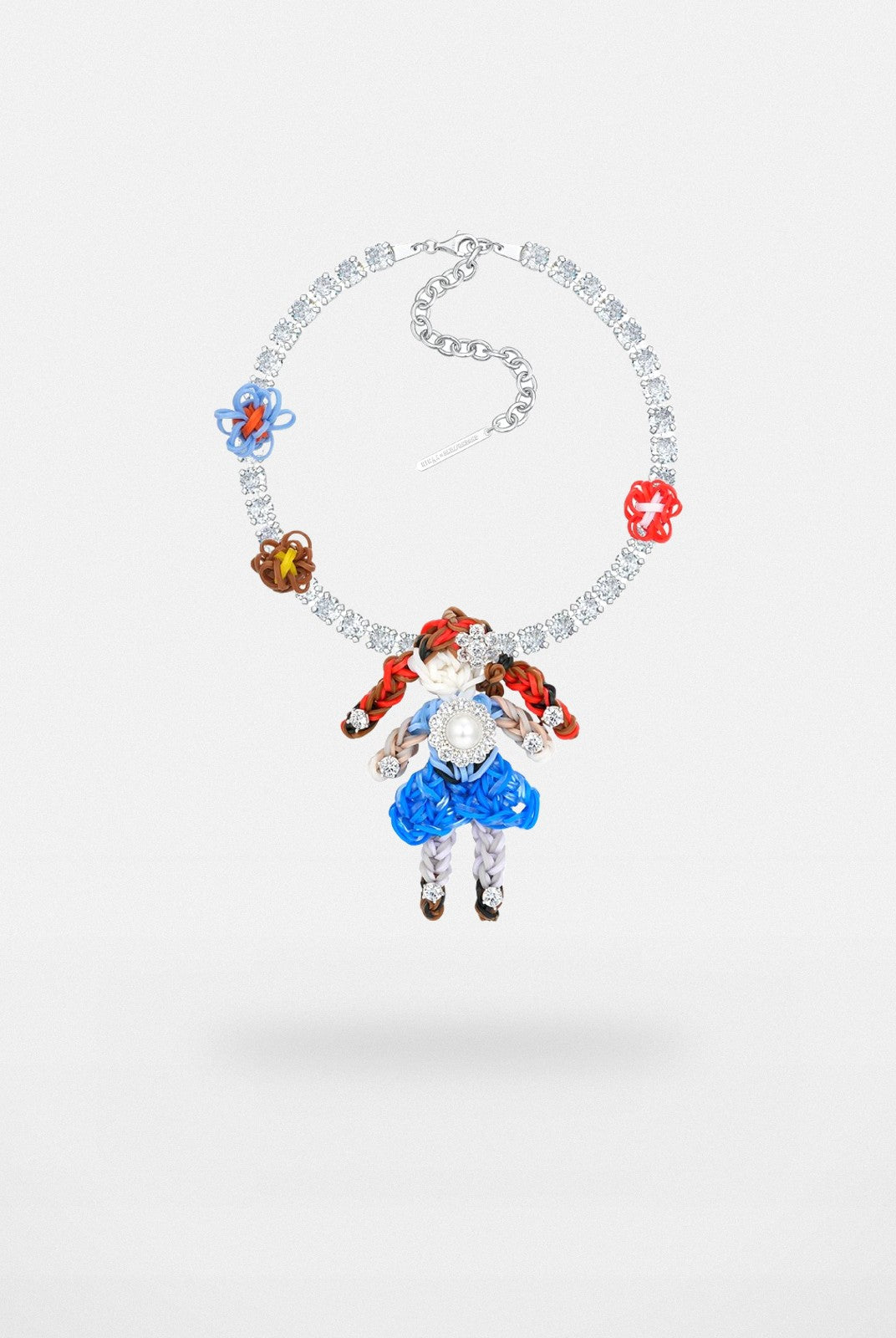 SHUSHU/TONG Zircon Rubber Band Girl Necklace in Blue