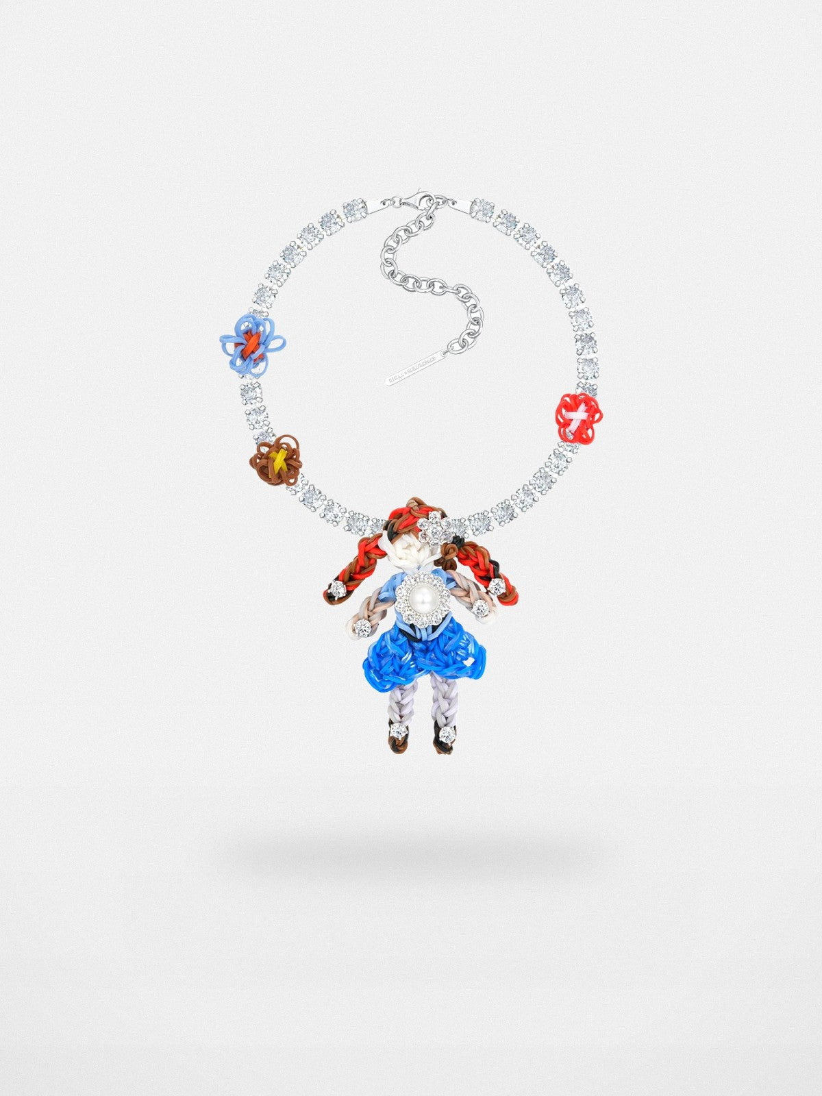 SHUSHU/TONG Zircon Rubber Band Girl Necklace in Blue