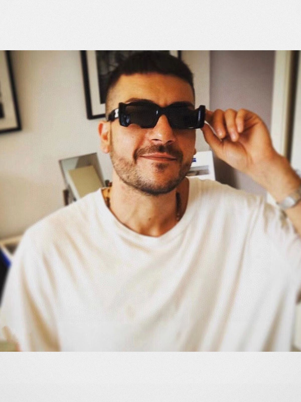 FUTURE UPDATE Cut Out Acetate Sunglasses in Black - On Male Model