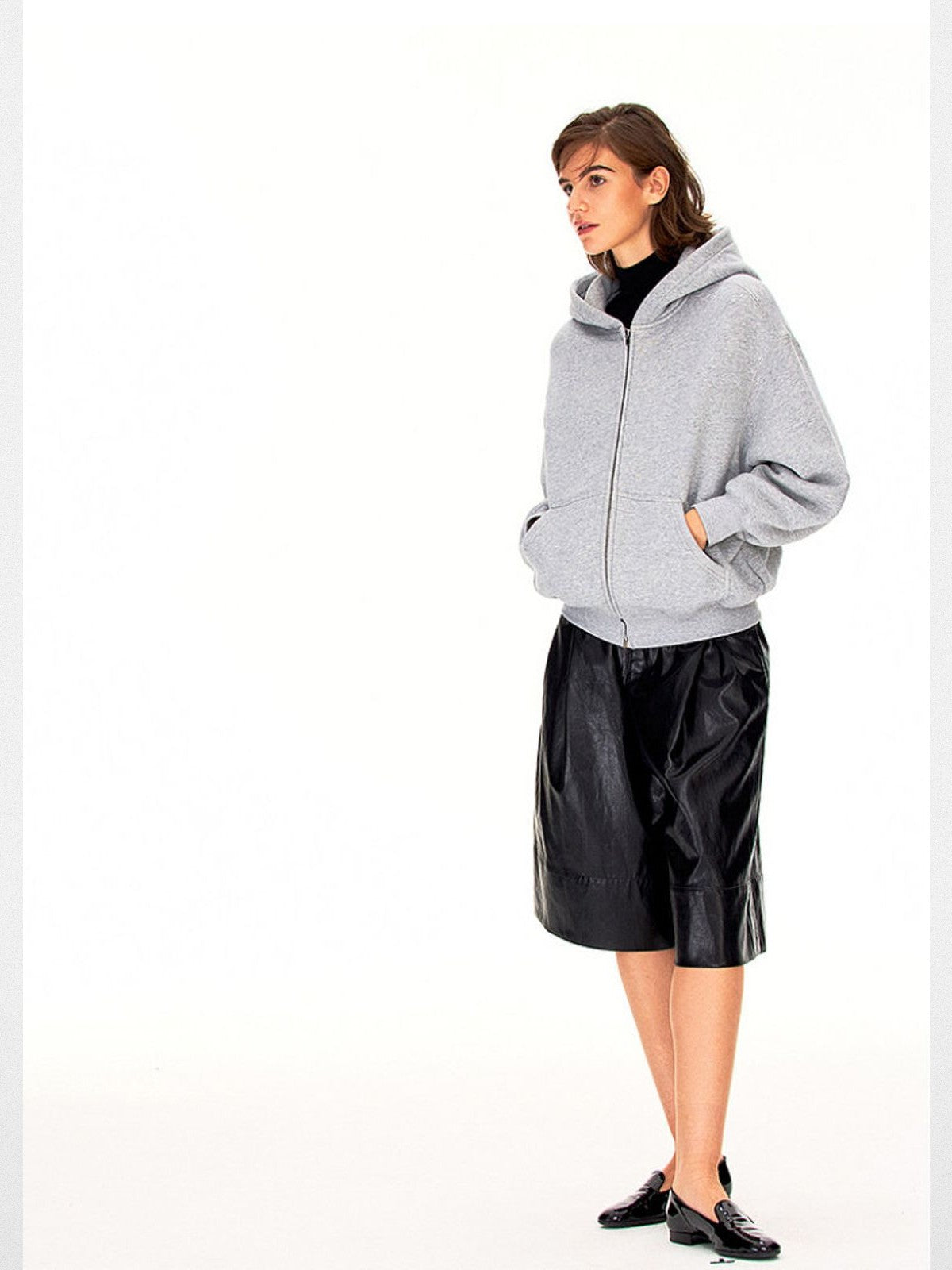 FaxCopyExpress Heavyweight Terry Zip Up Hoodie in Gray - On Model