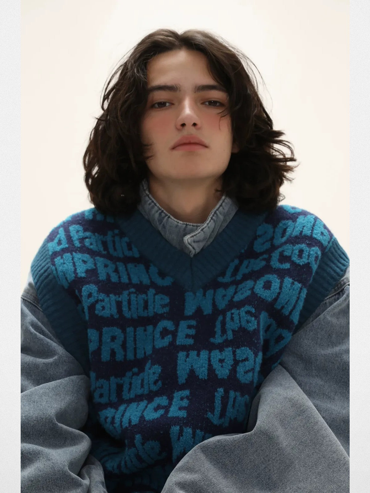 MASONPRINCE Embossed Pattern Wool Blend Vest in Green #color_green