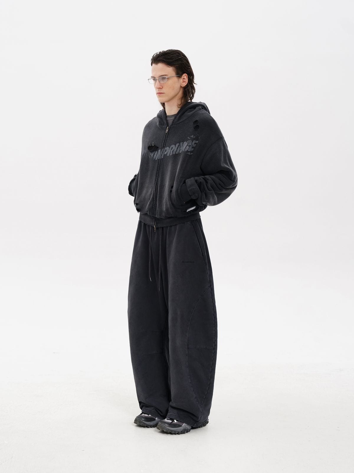 MasonPrince Double Layer Paint Font Top in 小版 - On Model