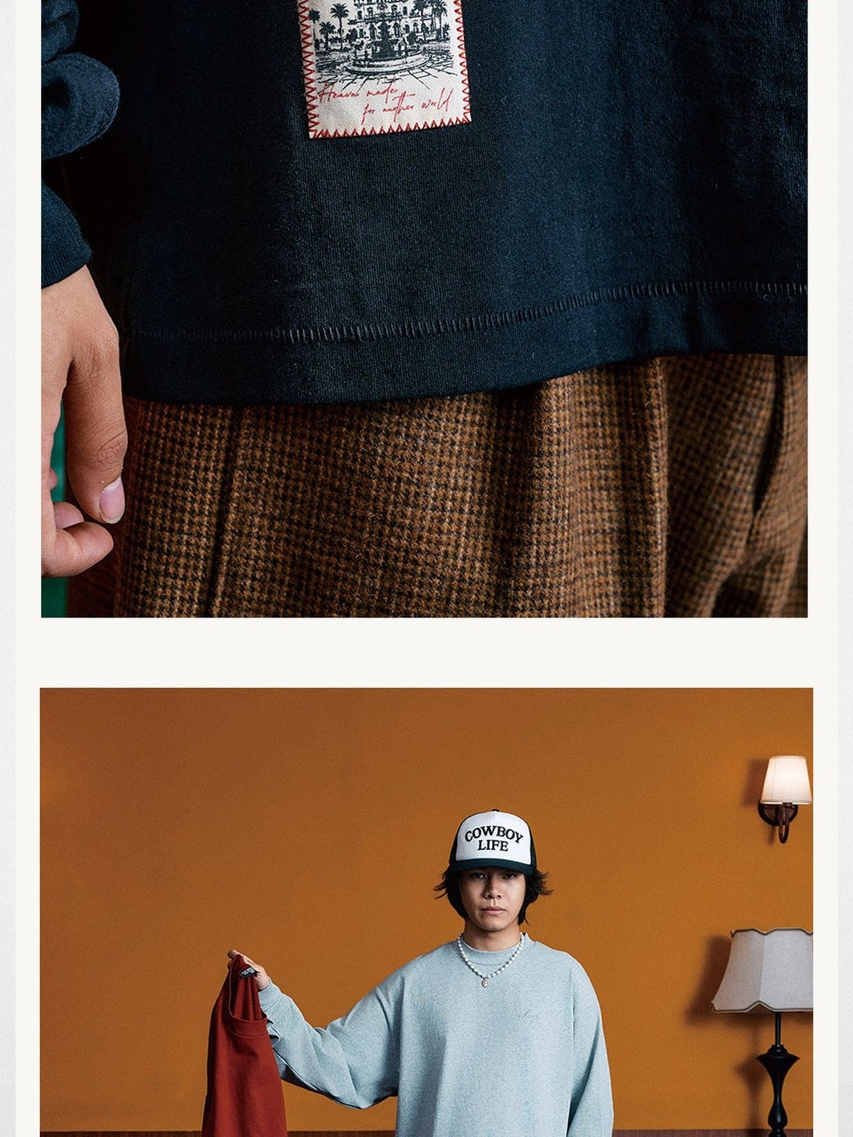 Swfi Heavyweight Embroidered Mock Neck Tee in Gray - Lifestyle