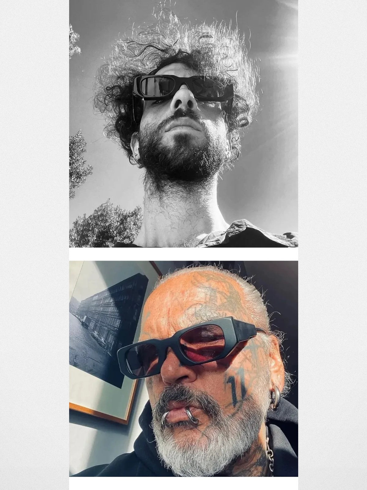 FUTURE UPDATE Rectangular Acetate Sunglasses in Black - On Male Model