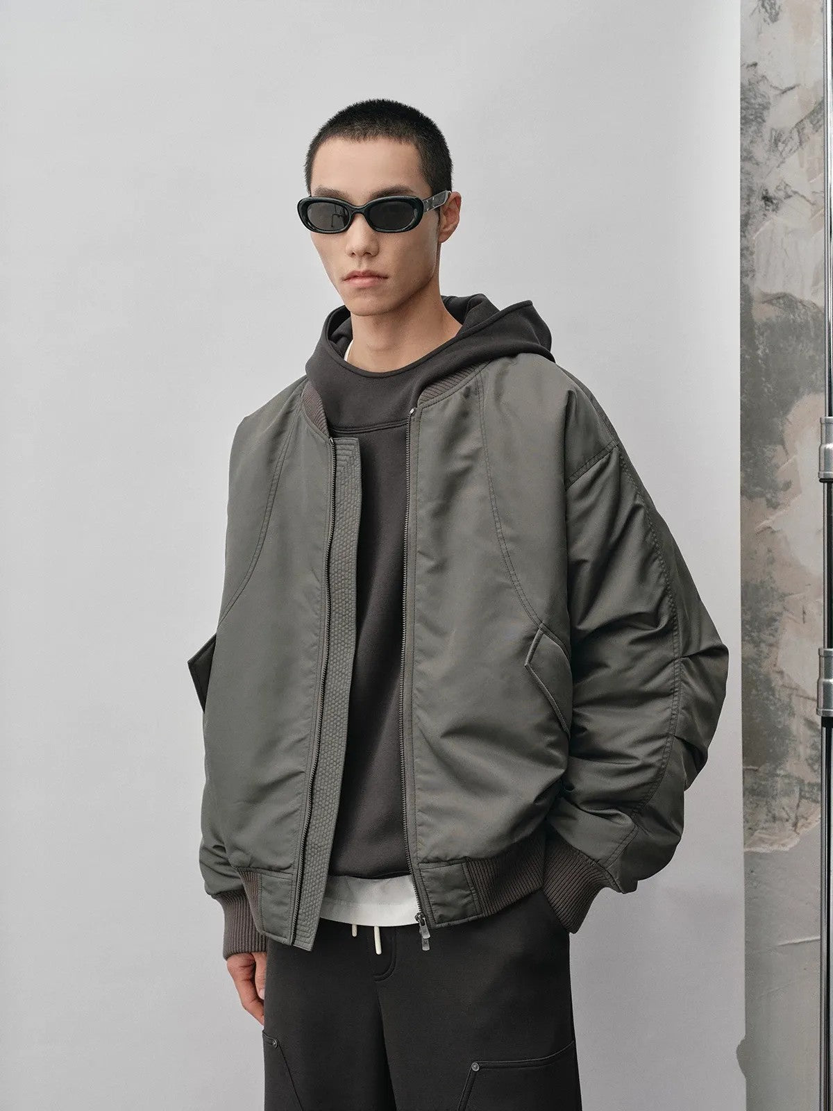 NANS Curved Panel Thinsulate Bomber in Olive