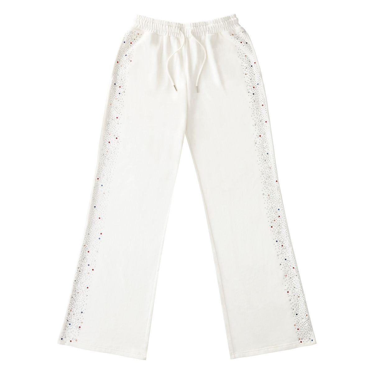 CFIERCE Crying Unicorn Rhinestone Joggers in White