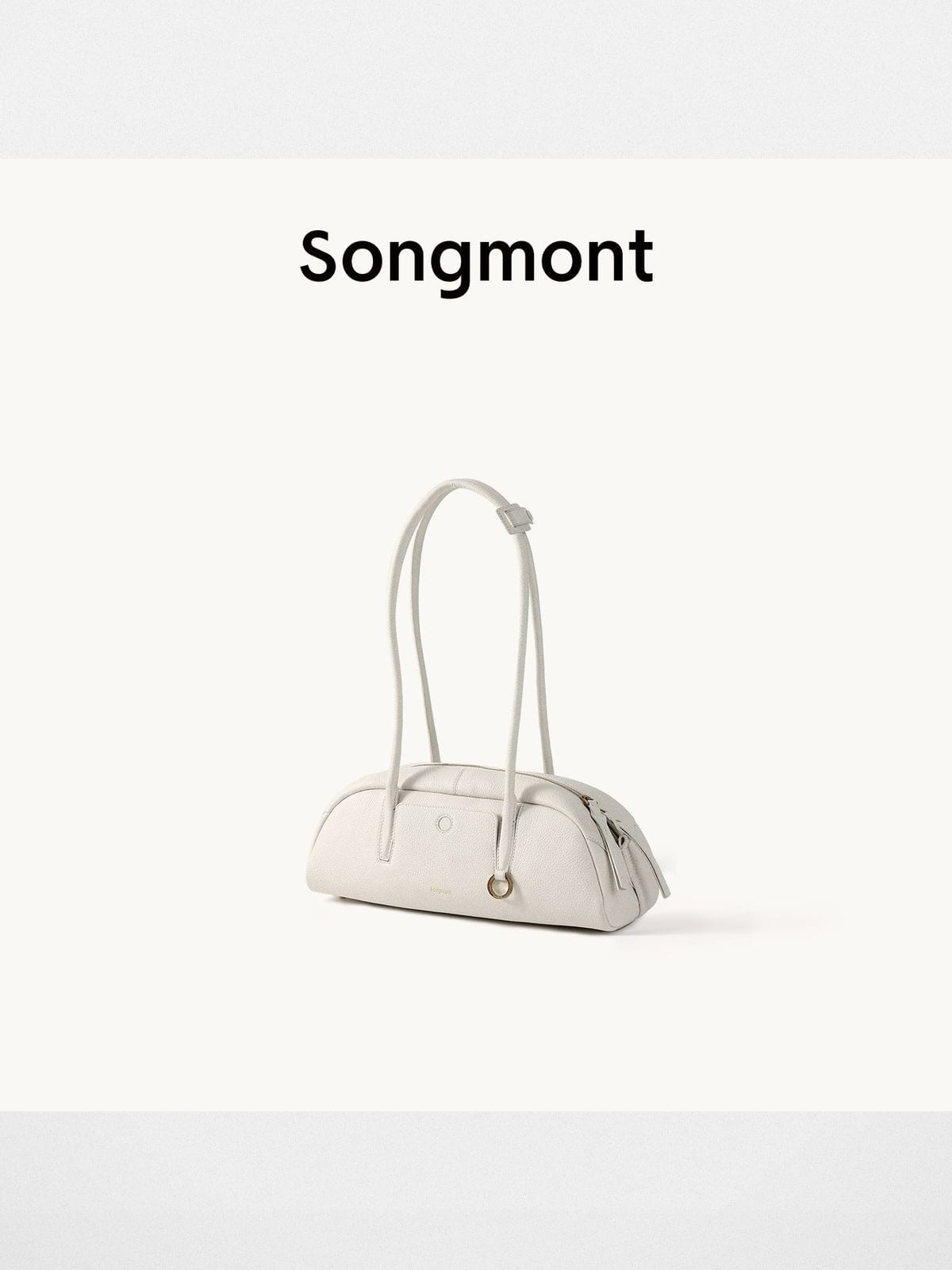 Songmont Small Nappa Leather Bowling Bag in White