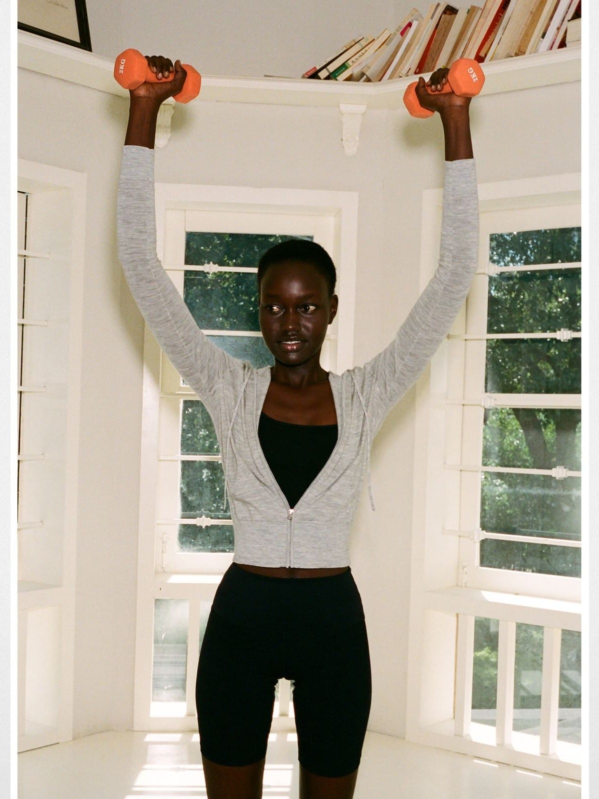 Alright then Zip Up Merino Wool Hoodie in Gray - On Model