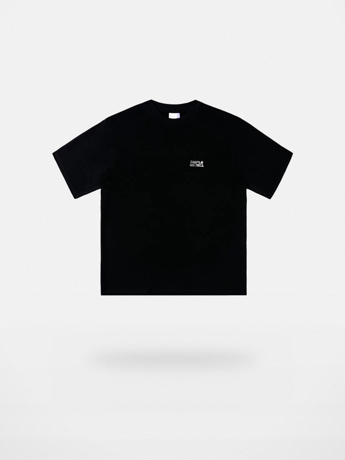 Simple Project Inverted Logo High Crew Tee in Black