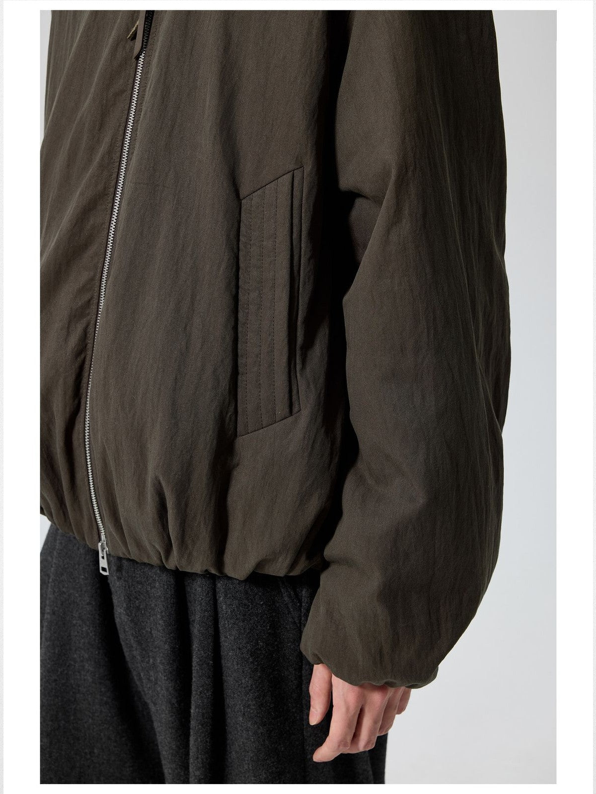 Simple Project Balloon Stand Collar 3M Puffer in Olive - On Model