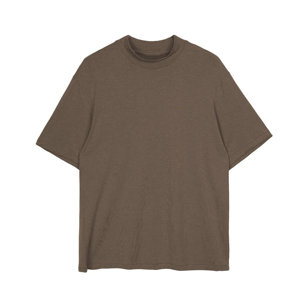Simple Project Merino Wool Blend Mock Neck T Shirt in Brown