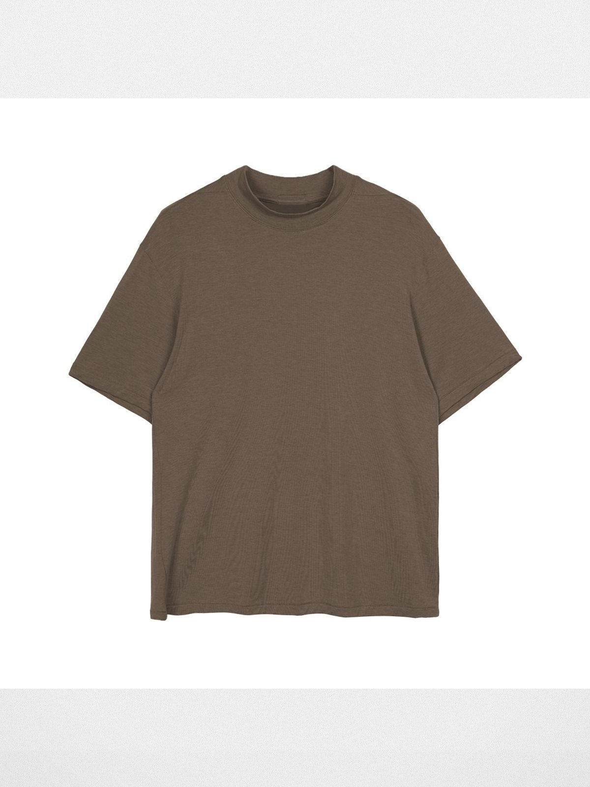 Simple Project Merino Wool Blend Mock Neck T Shirt in Brown