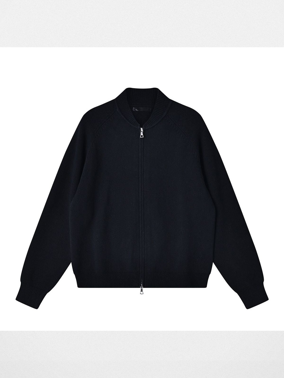 Roolrren Homme Cashmere Wool Cotton Zip Cardigan in Black