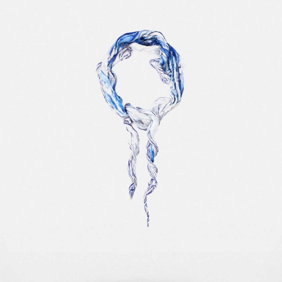 Retro 21 Irregular Pleated Vintage Print Scarf in Blue