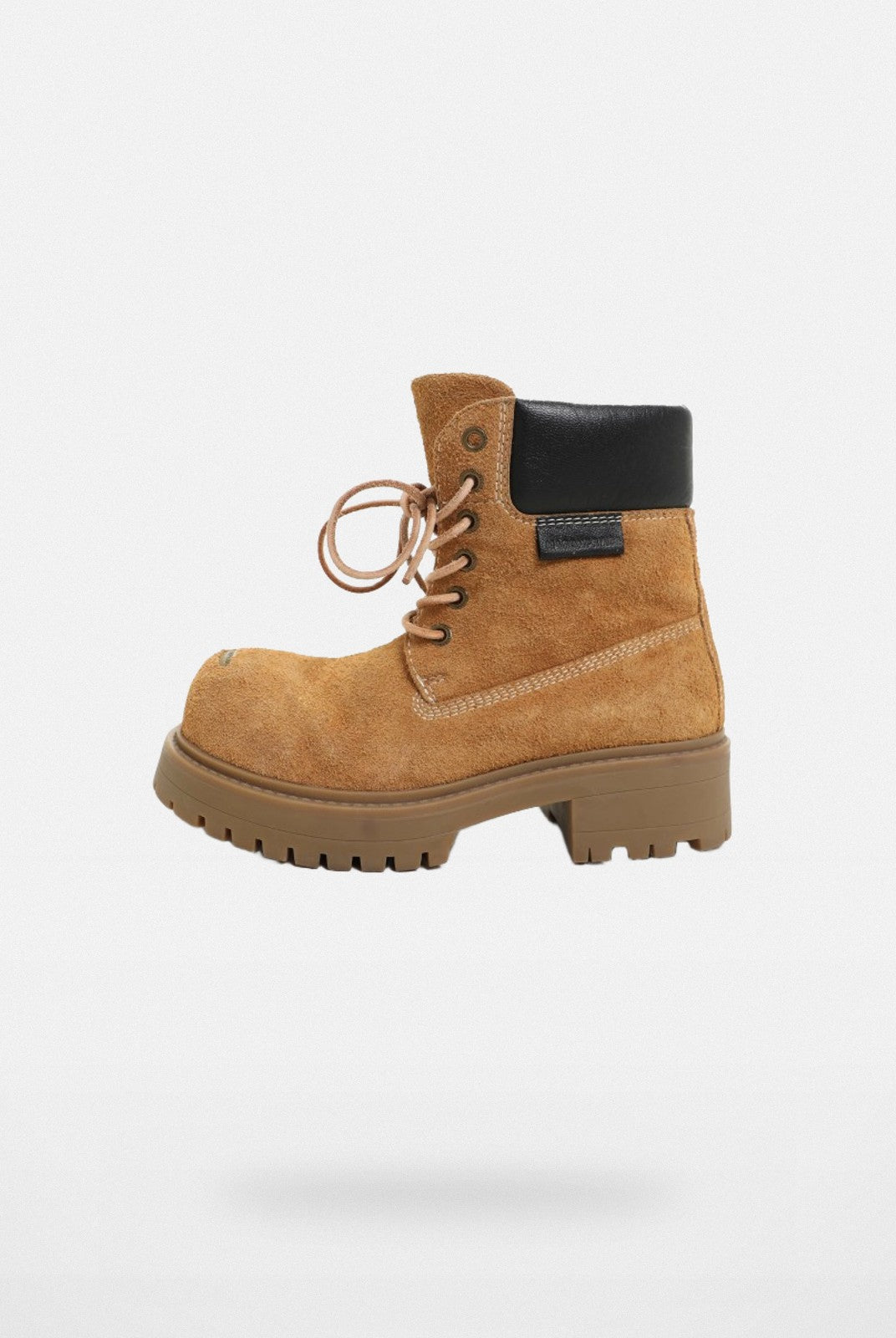 MASONPRINCE Washed Suede Platform Boots in Beige