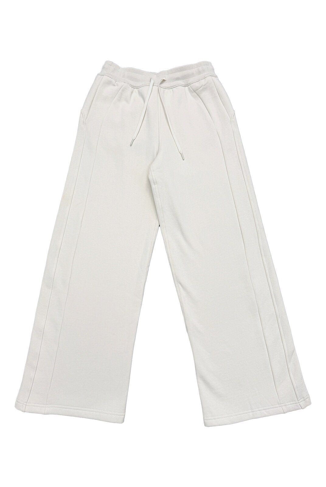 TRIANGLE PROJECT Brushed Cotton Wide Leg Sweatpants in White