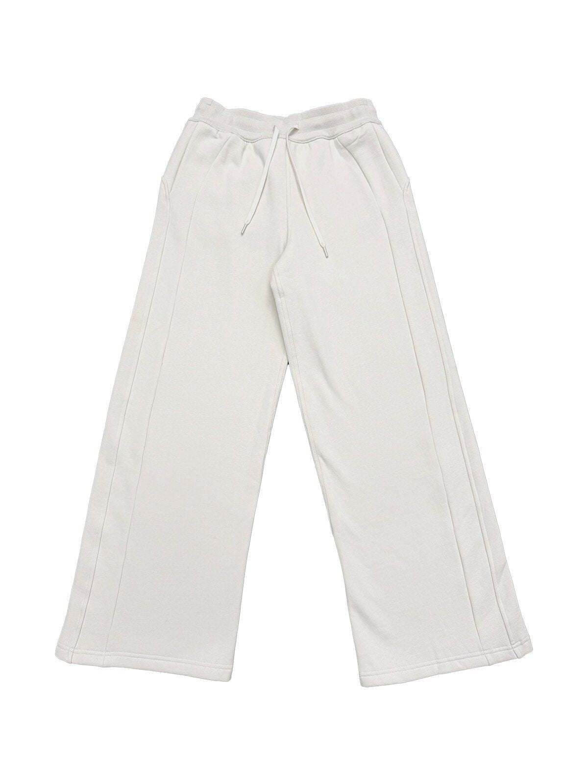 TRIANGLE PROJECT Brushed Cotton Wide Leg Sweatpants in White