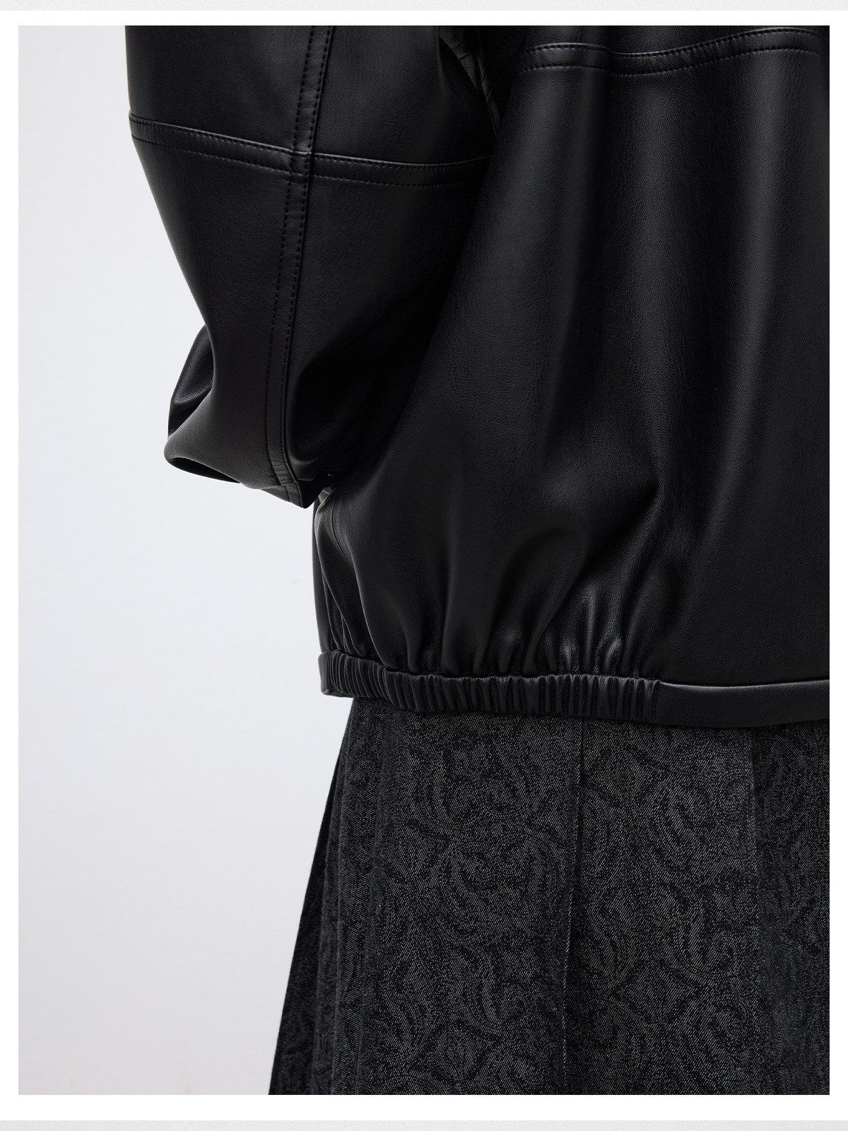 RandomPiece Oversized Matte Faux Leather Jacket in Black - Detail