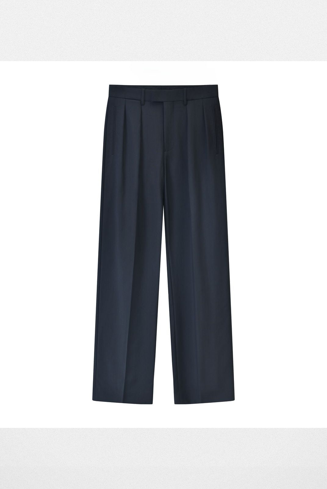 Roolrren Homme Pleated Wool Trousers in Navy Blue