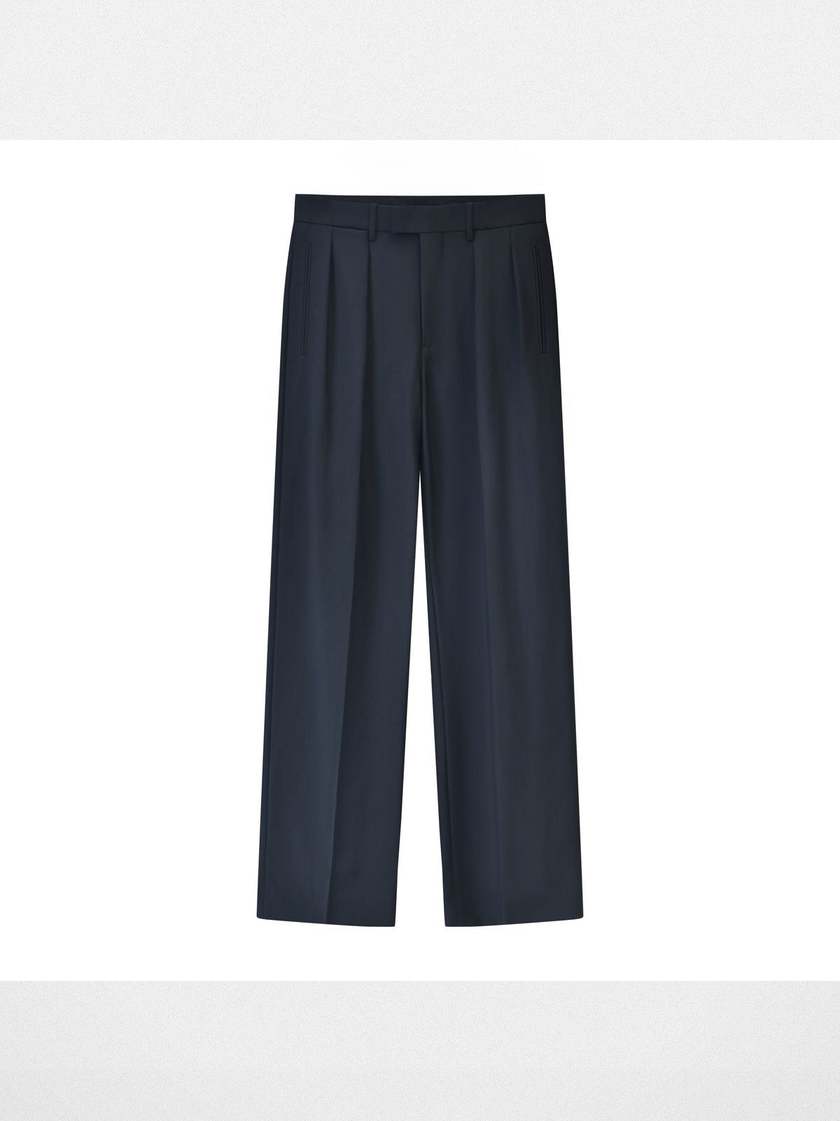 Roolrren Homme Pleated Wool Trousers in Navy Blue