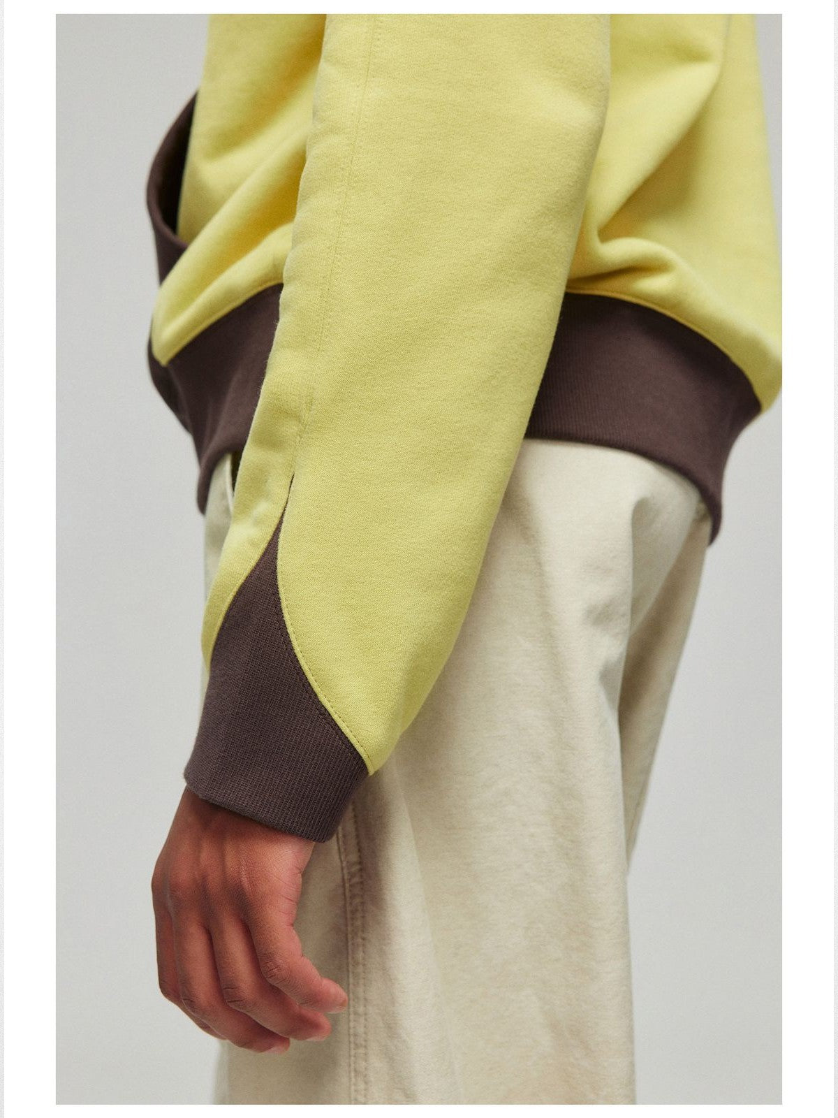 Simple Project Contrast Panel Hoodie in Brown - On Model