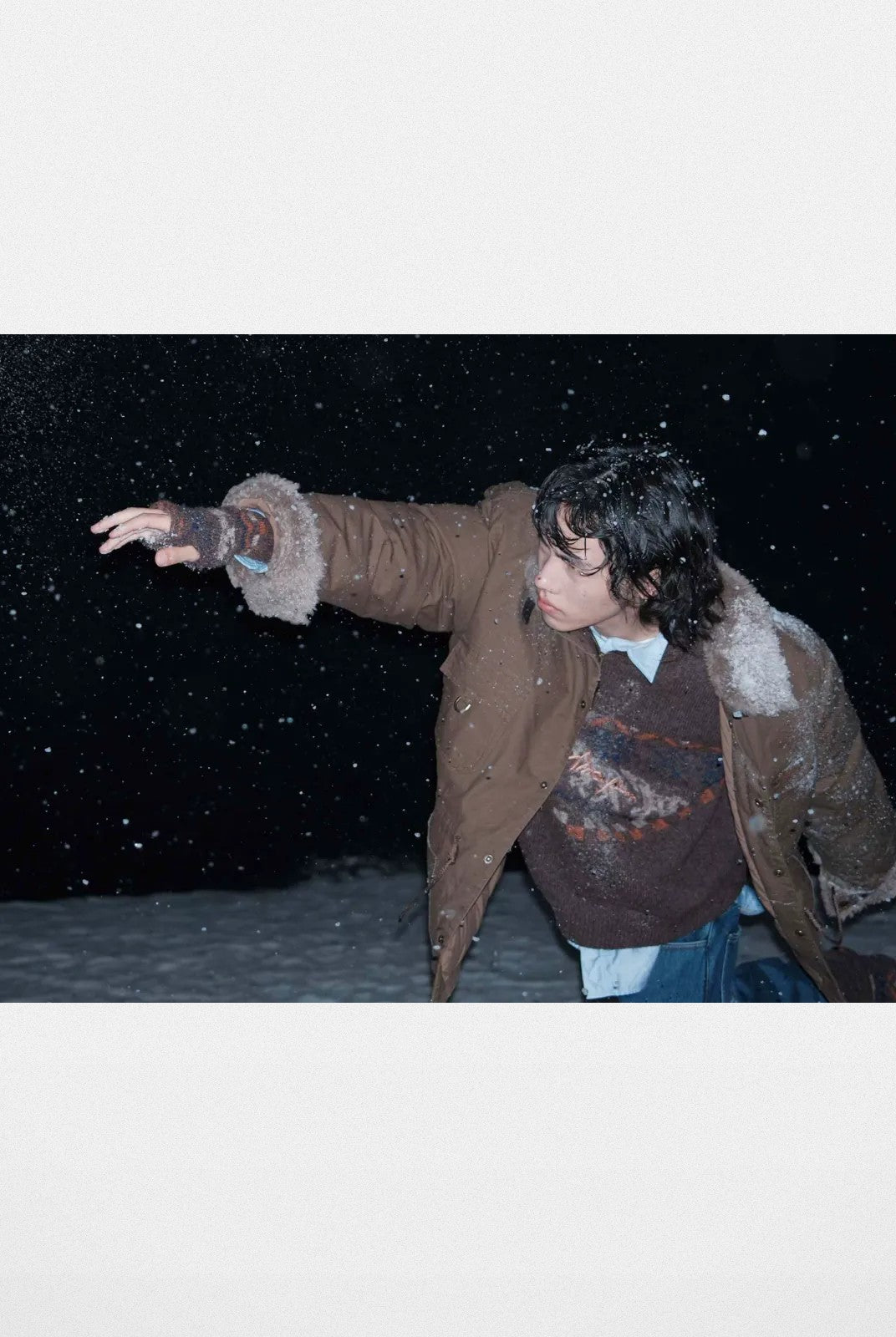 MASONPRINCE Sherpa Collar Utility Down Jacket in Green - On Model