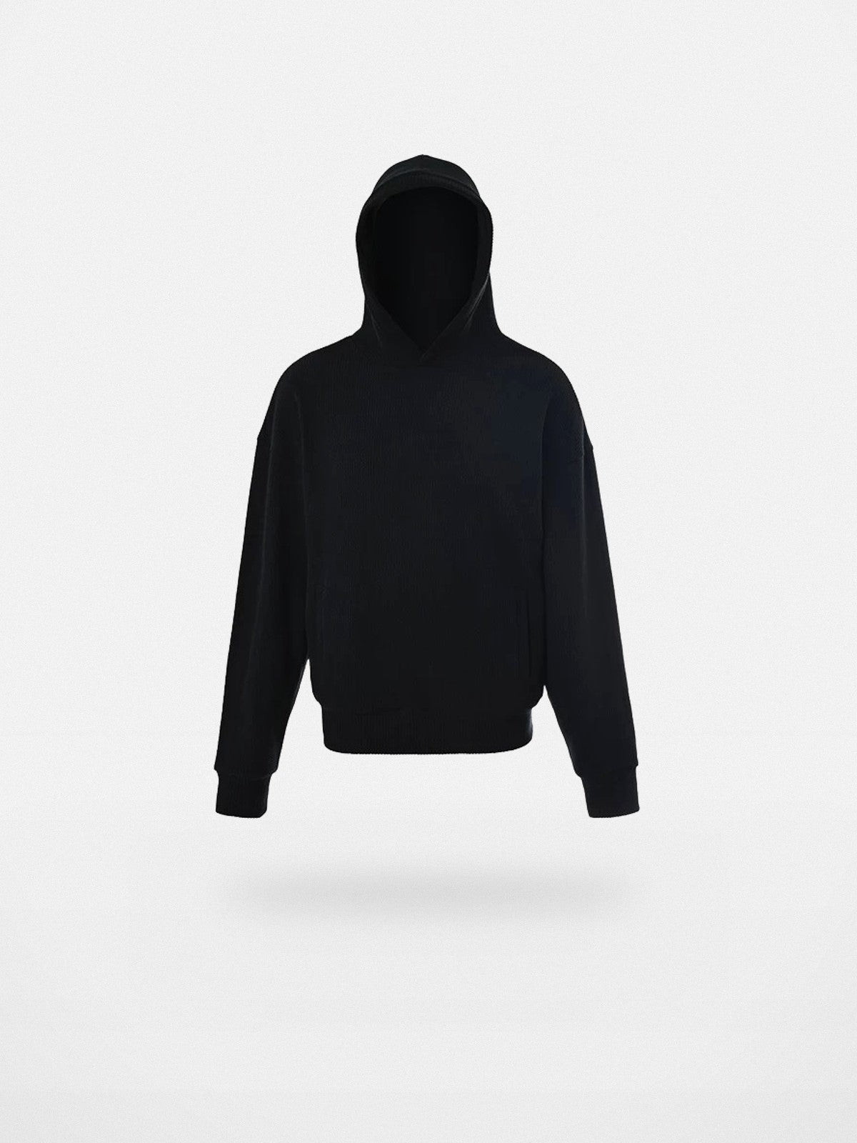 Roolrren Homme Textured Cotton Hoodie in Black