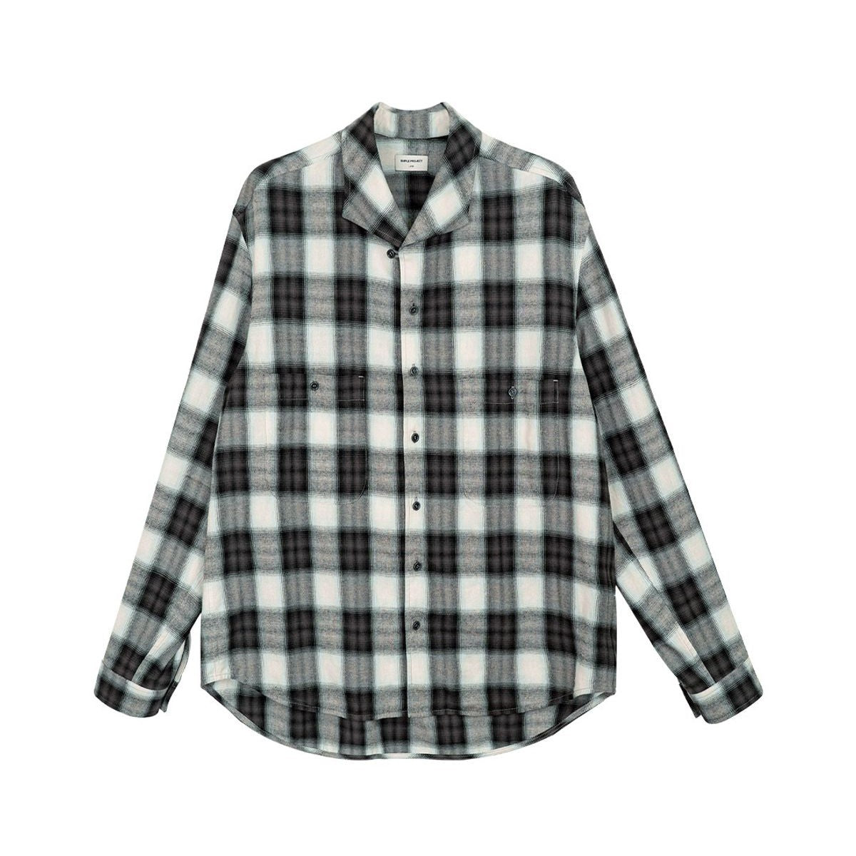 Simple Project Ombr Check Flannel Shirt in Black