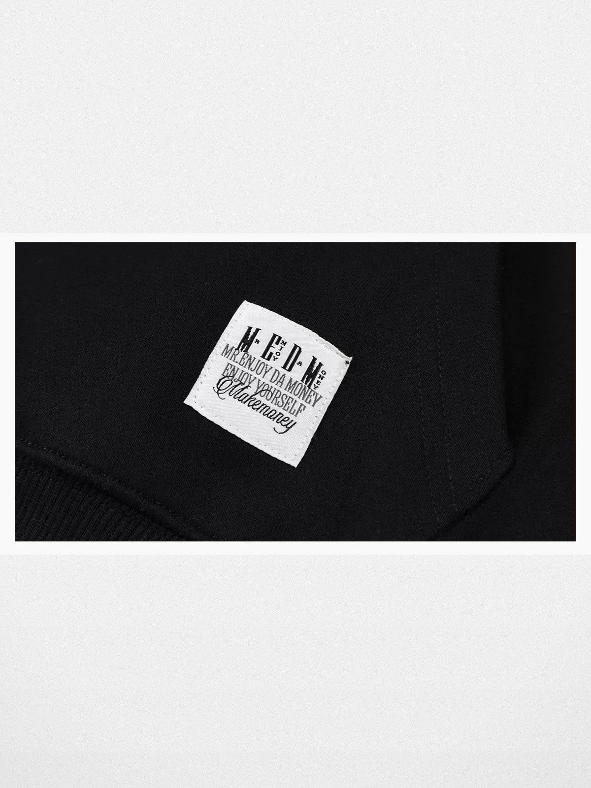 MEDM Floral Patch Fleece Hoodie in Black - Detail