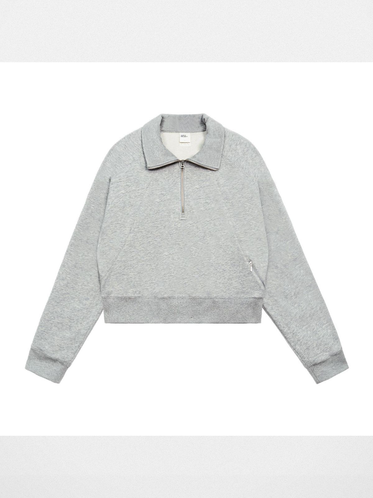Simple Project Mock Neck Half Zip Sweatshirt in Gray