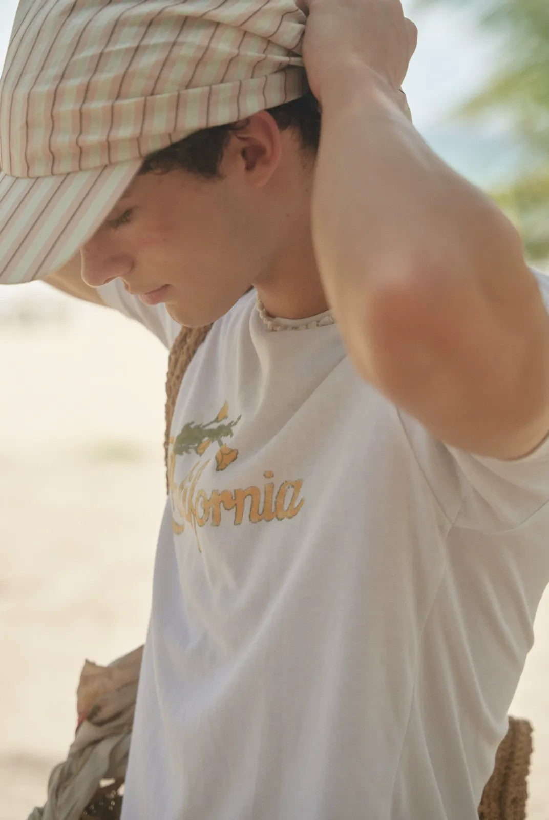 Retro 21 California Graphic Cotton T Shirt in White - On Model