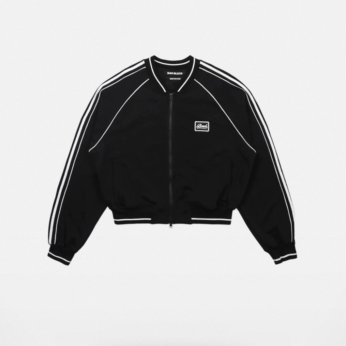 BADSEED Side Stripe Cotton Bomber Jacket in Black