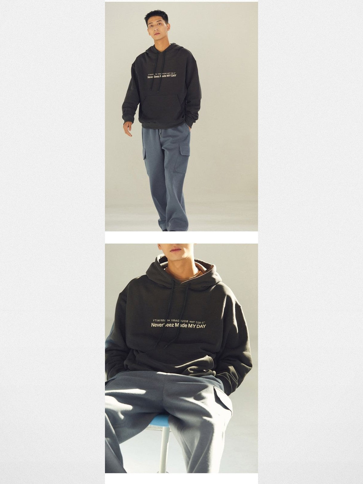 NeverSeez Anniversary Logo Print Hoodie in Black - On Model