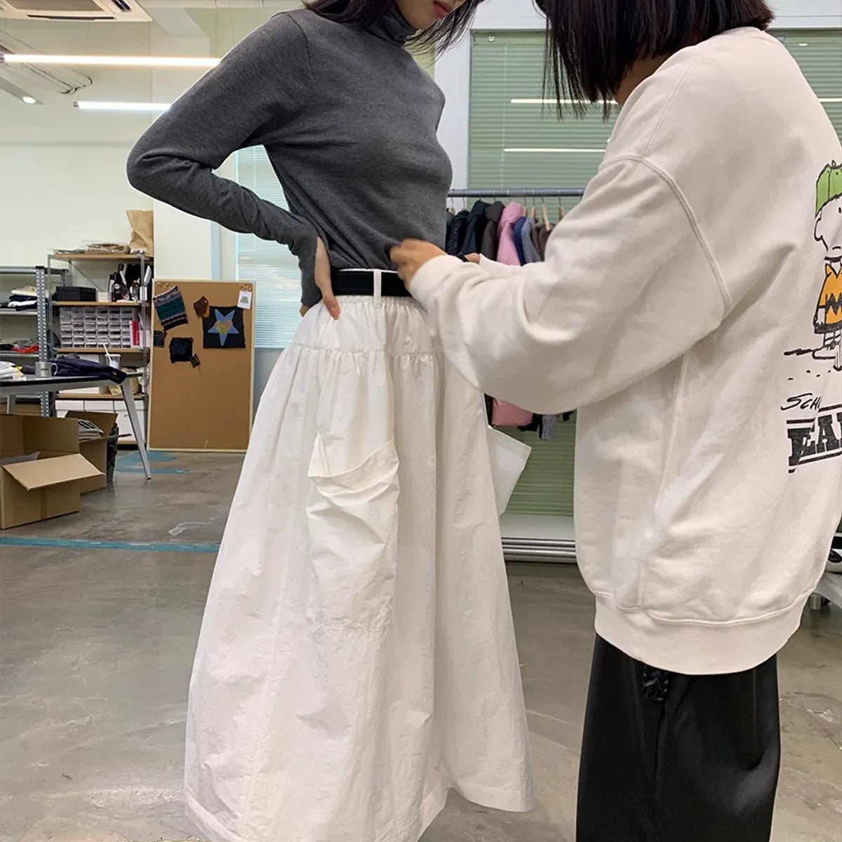 NeverSeez Air Layer Bubble Skirt in White - On Model
