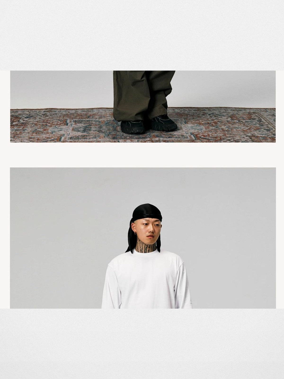 SWFI 260g Cotton Long Sleeve T Shirt in White - On Male Model