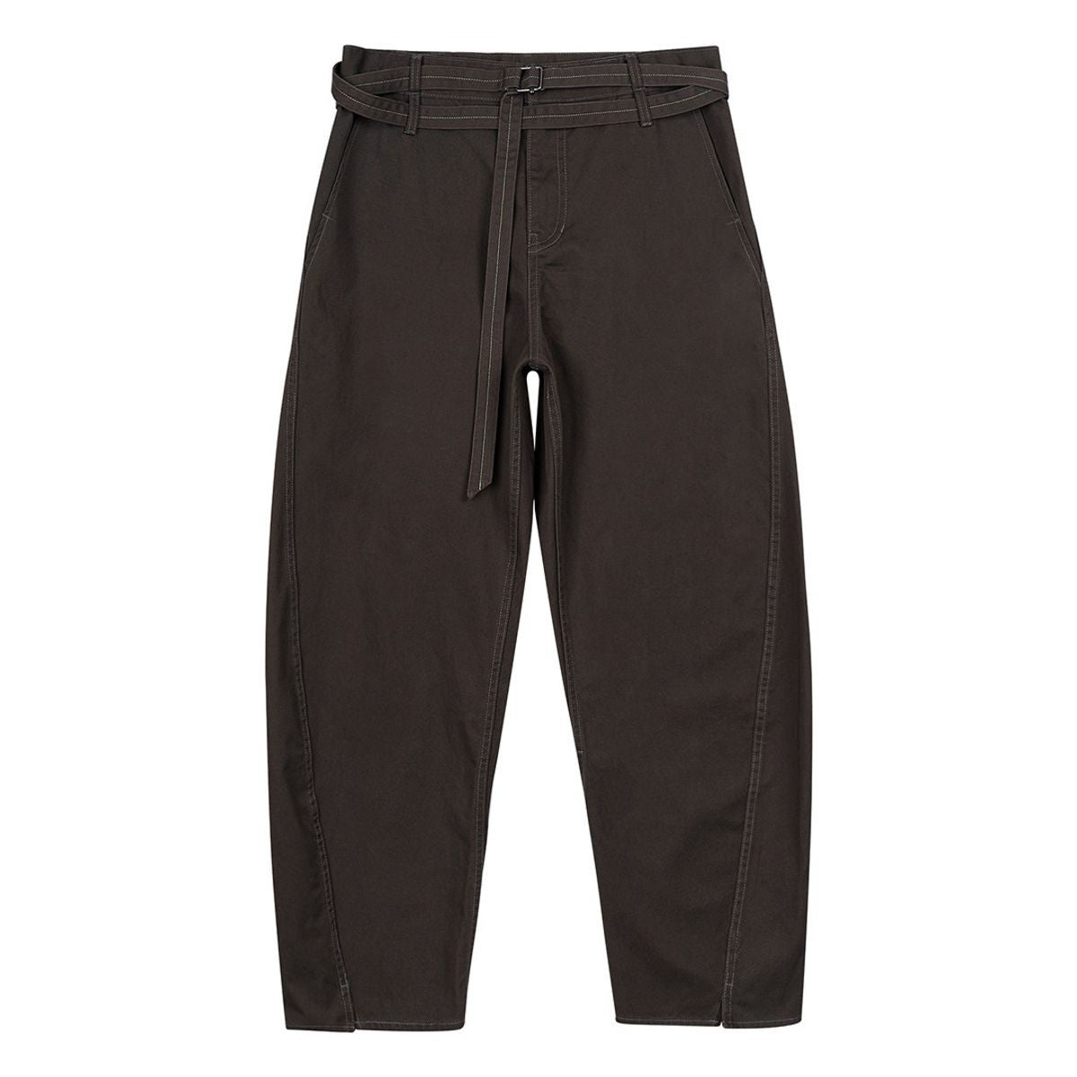 Simple Project Twisted Belt Curved Leg Pants in Brown