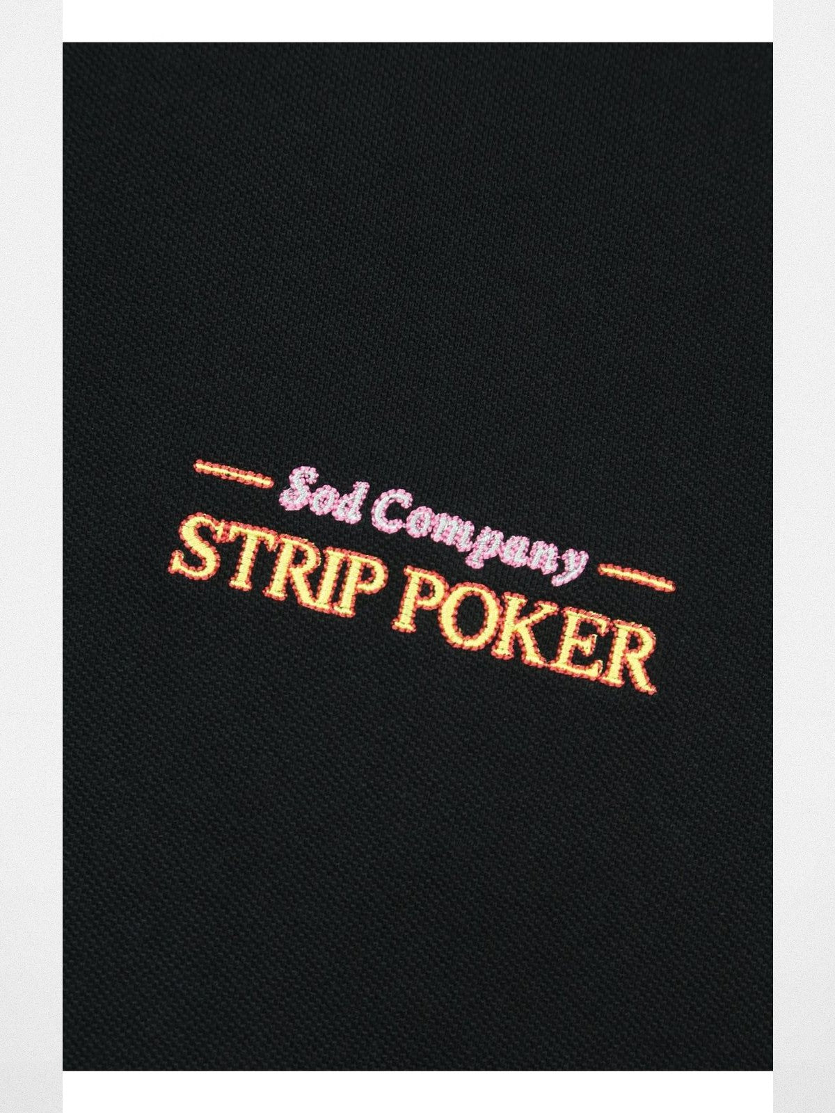 SOD Strip Poker Graphic Cotton Polo in Black - Detail