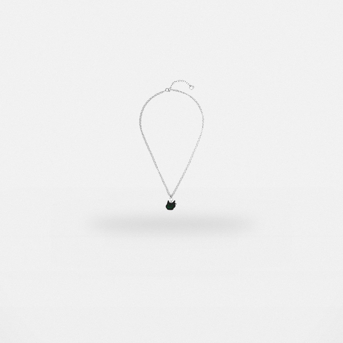 BLACKHEAD Green Eyed Cat Pendant Necklace in Black