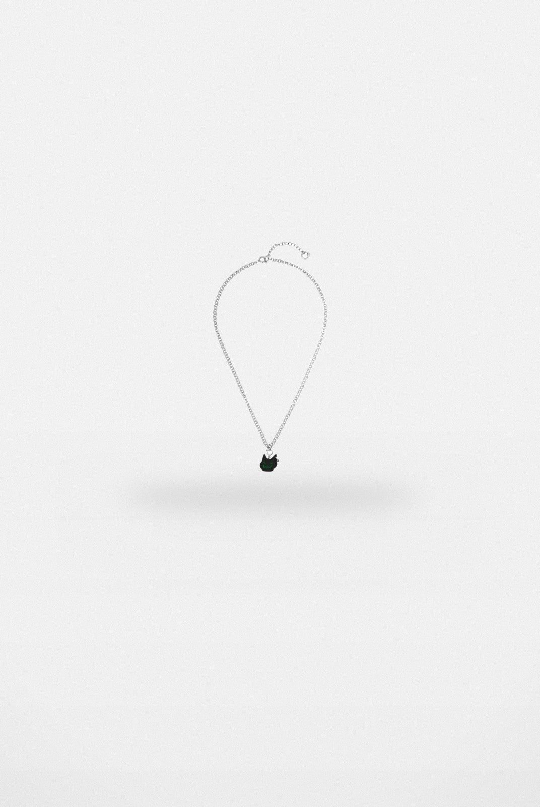 BLACKHEAD Green Eyed Cat Pendant Necklace in Black