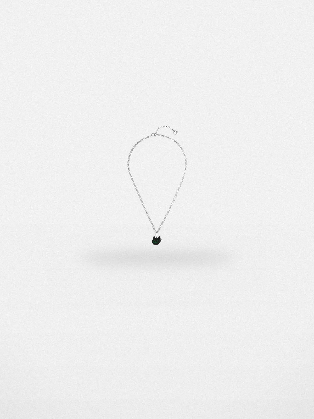 BLACKHEAD Green Eyed Cat Pendant Necklace in Black