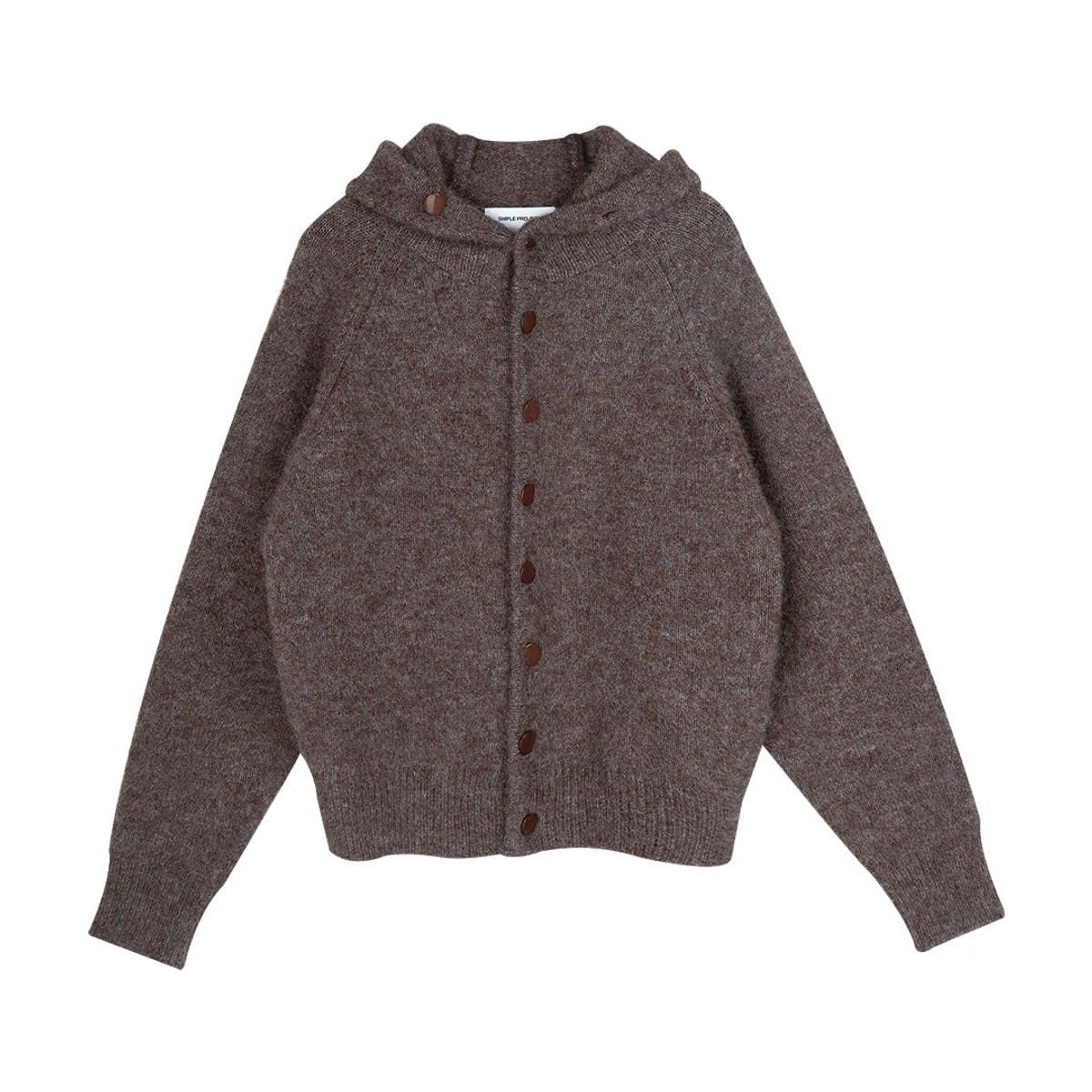 Simple Project Wool Blend Hooded Cardigan in Brown
