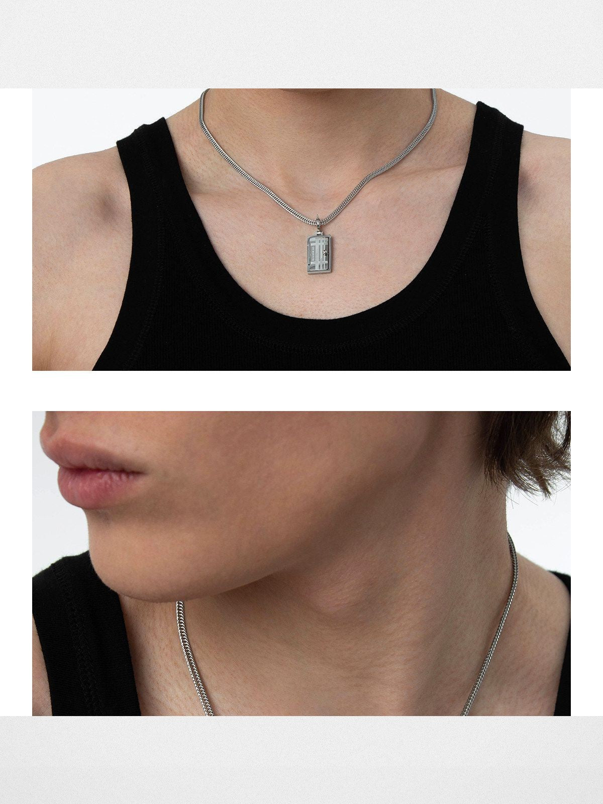 BLACKHEAD 316 Steel Pendant Necklace in Silver - On Male Model