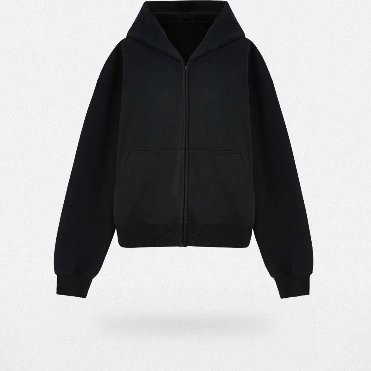 VLABMADE Boxy Cropped Zip Up Hoodie in Black