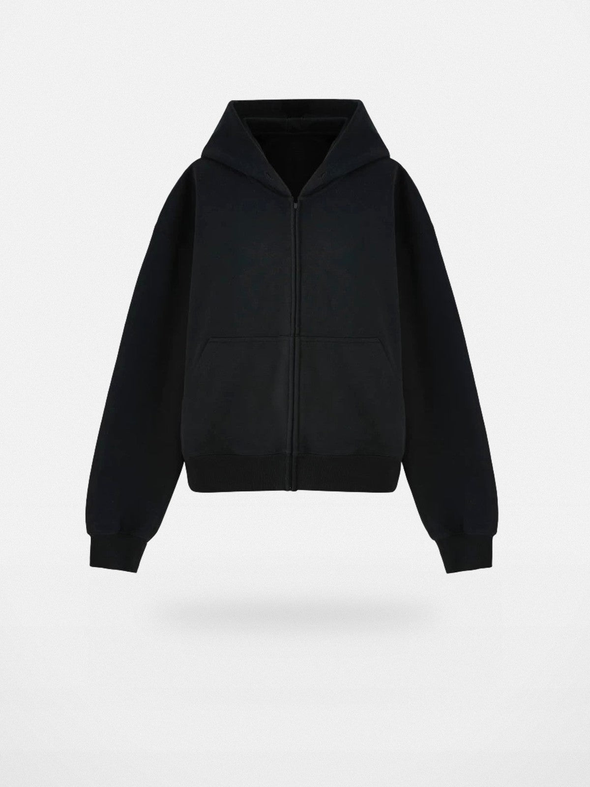 VLABMADE Boxy Cropped Zip Up Hoodie in Black