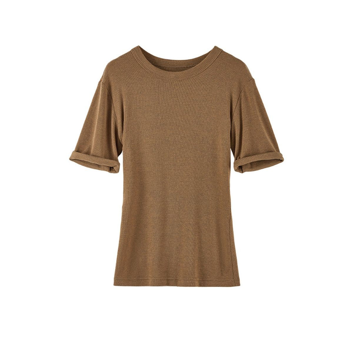 ACSENSE STUDIO Tencel Merino Wool Slim T Shirt in Brown