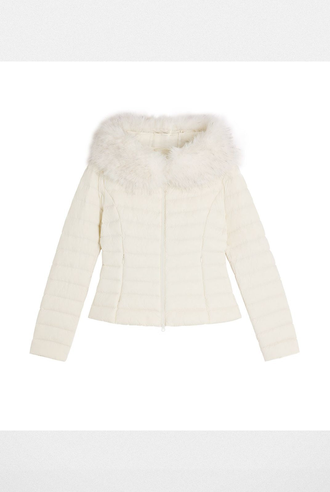 Alright then Slim Faux Fur Down Puffer in White