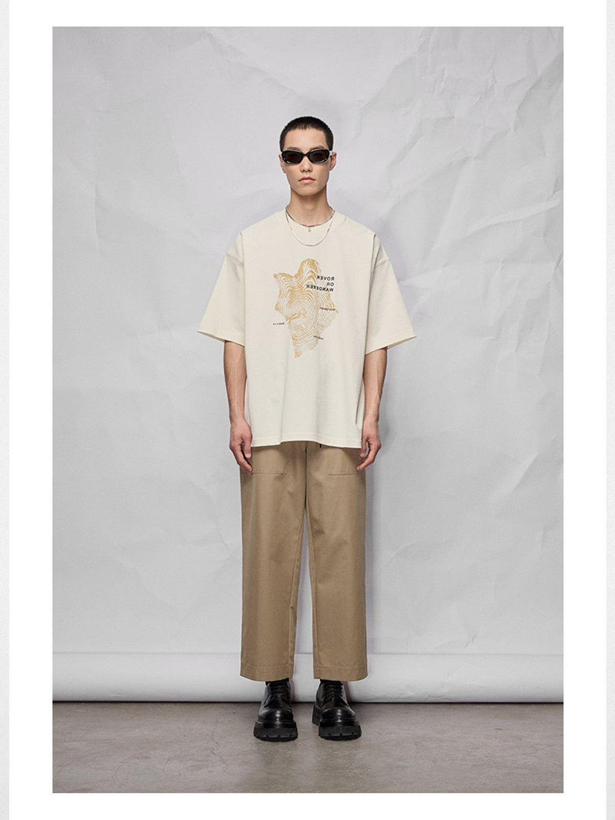 NANS 300g Cotton Graphic T Shirt in White - On Model