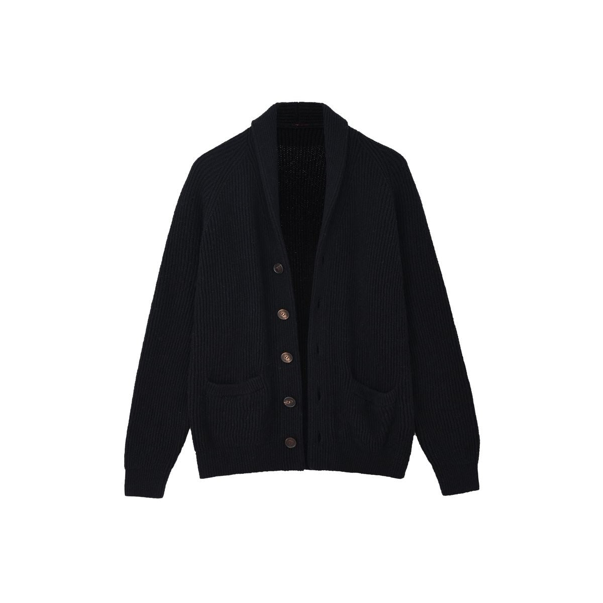 Roolrren Homme Shawl Collar Cotton Blend Cardigan in Black